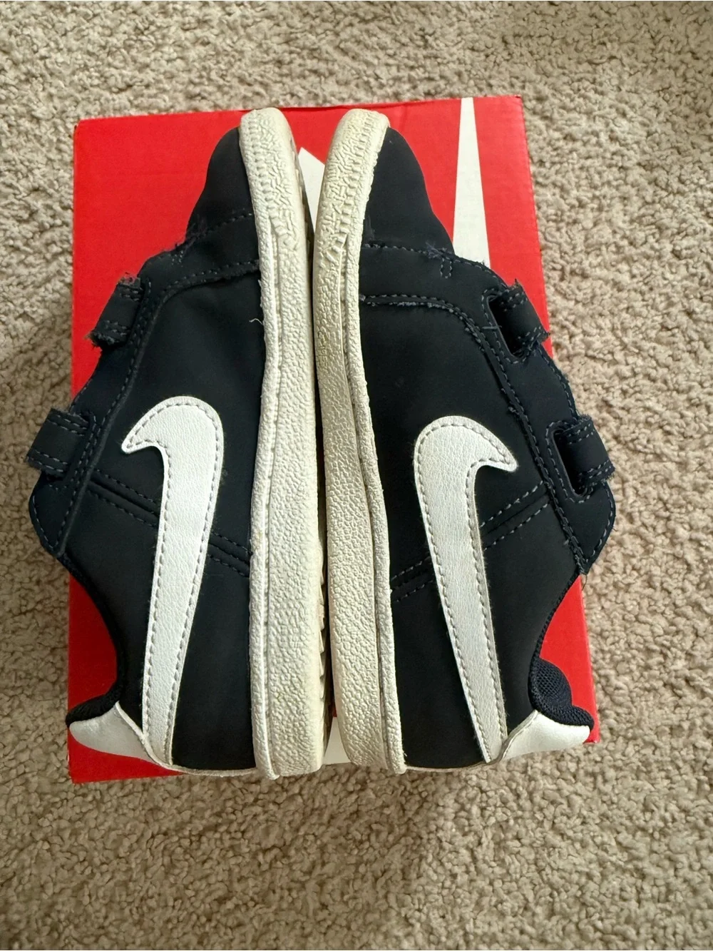 Nike Kids Black Sneakers with White Swoosh Velcro